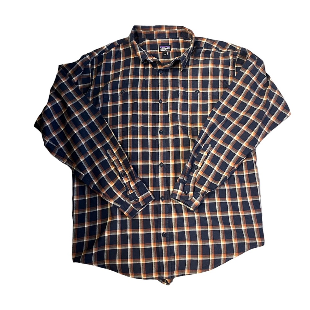 Patagonia Men's Plaid Shirt - Navy and Tan